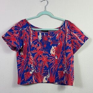 Nadya Toto Res Blue Short Sleeve Top Blouse size large
